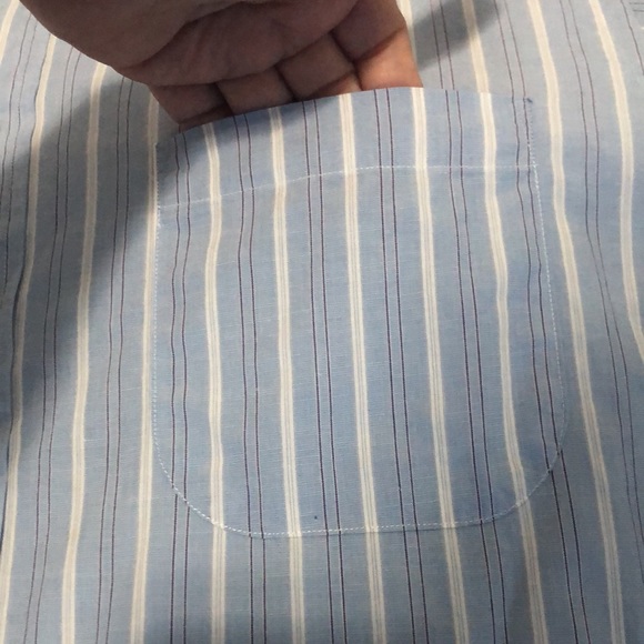 Burberry Blue and White Stripe Button Down Mens Size 16.5 -35 - Picture 4 of 16